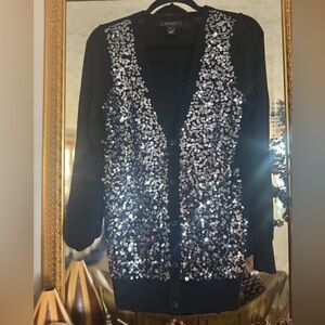 Karen Kane Black Sequin Cardigan
